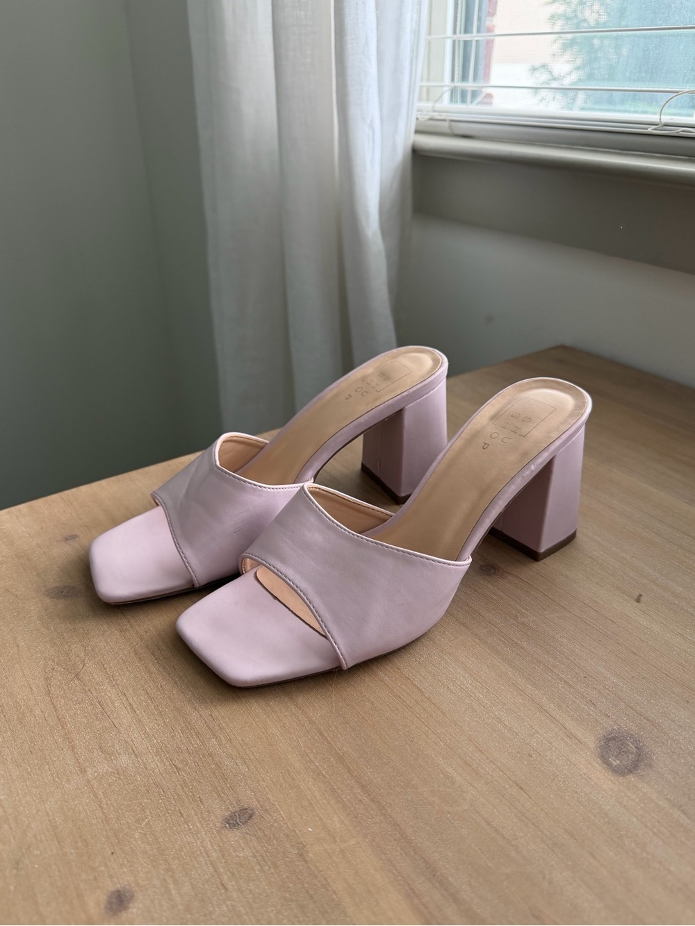 Altar'd State Pastel Pink Block Heel Slide Sandals